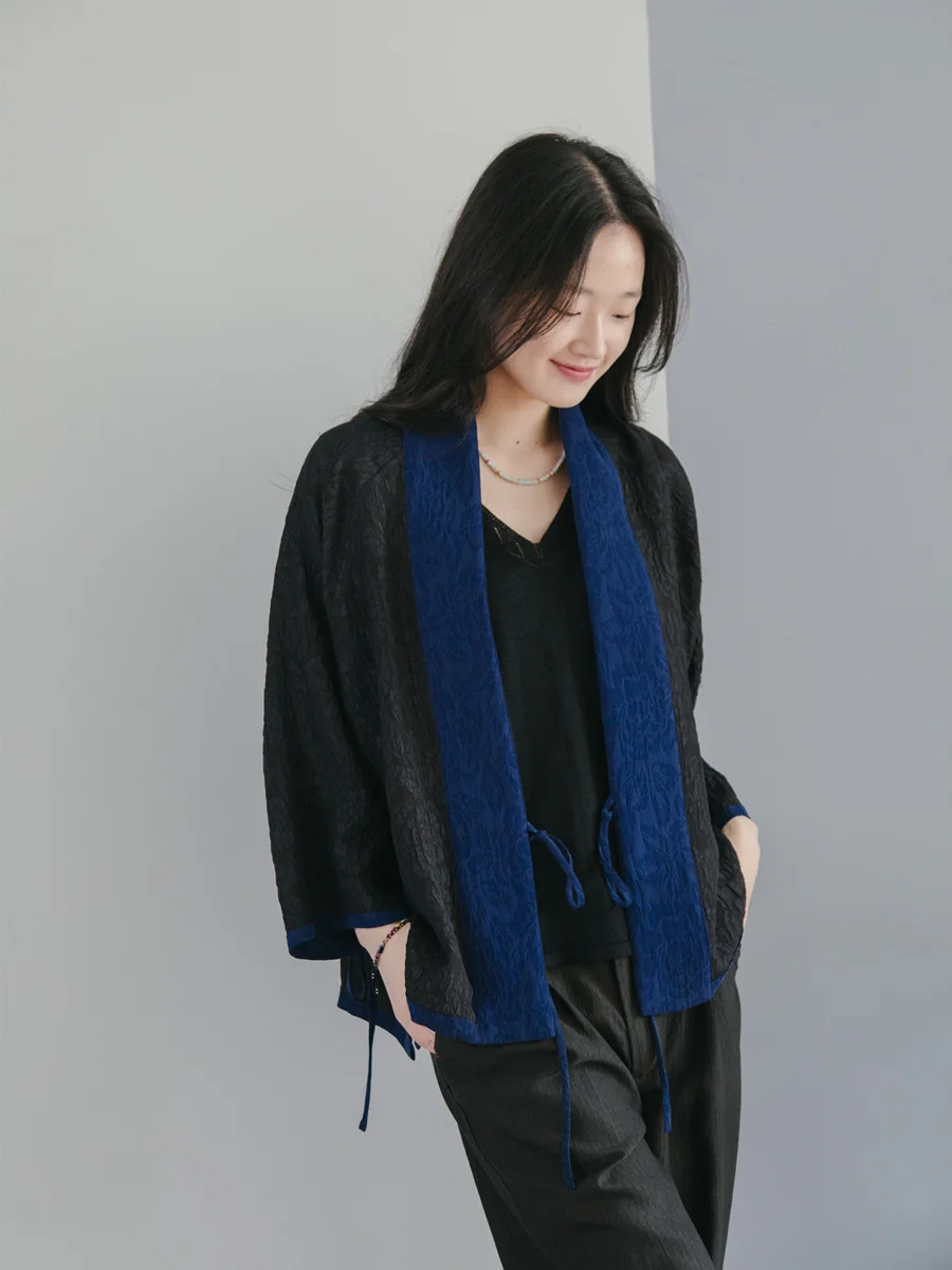 

Шёлковая накидка Qingyun Yuan Ji Xiangyun из двухслойного шёлка, двусторонняя, легкая, в китайском стиле, улучшенная версия ханьфу для женщин