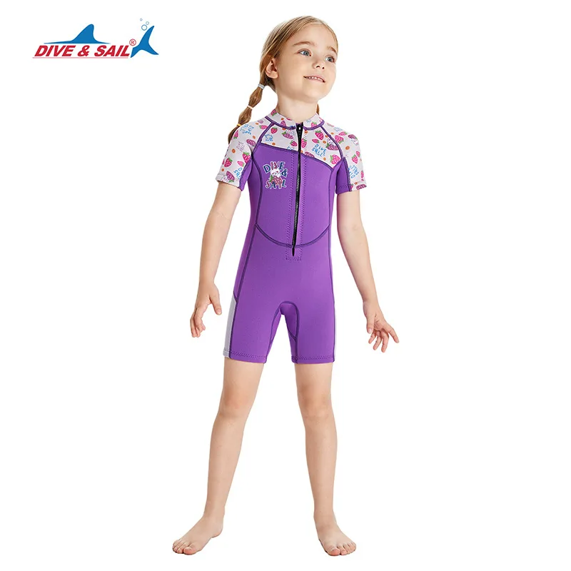 Muta corta in Neoprene da 2.5MM per bambini con cerniera frontale calda One-piece Girls Kids sport acquatici surf nuoto Snorkeling Suit