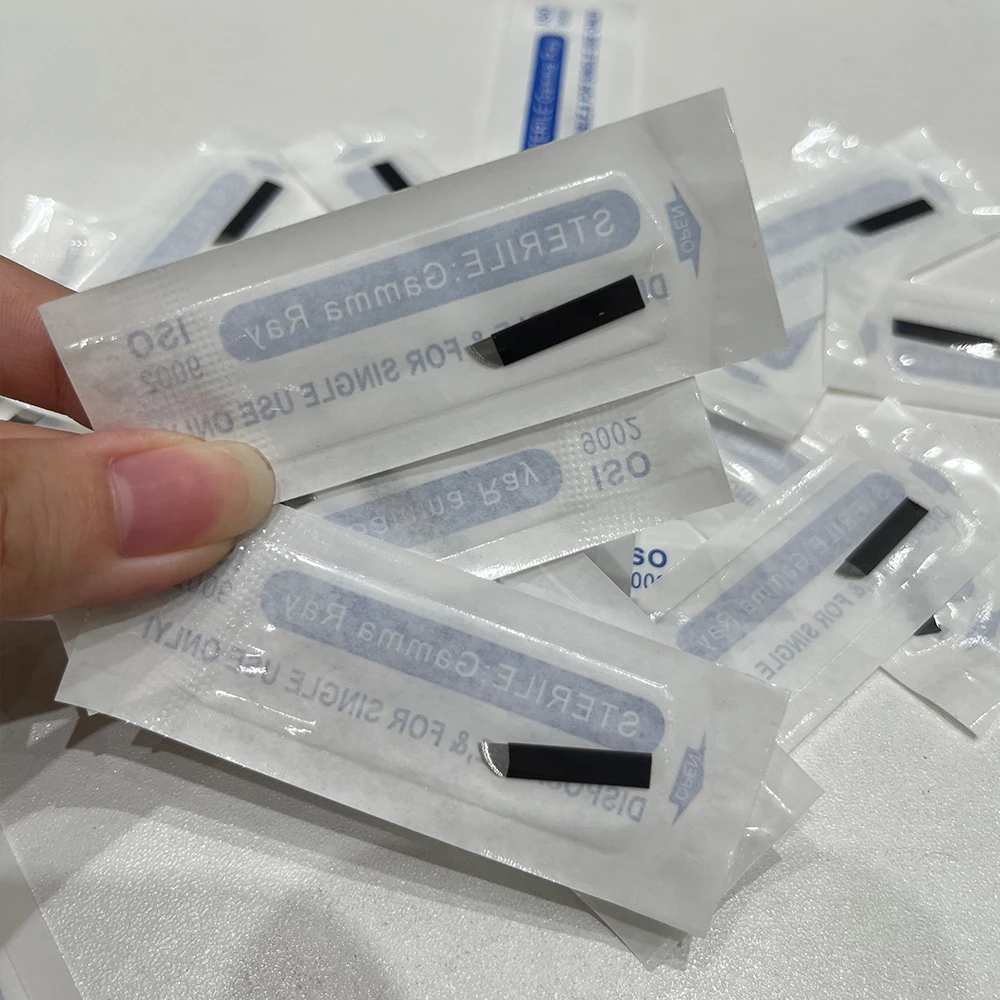 50pcs Laminas Nano Tebori Microblading Black 21 Flex Tattoo Needles Blade for Permanent Makeup Eyebrow Pen