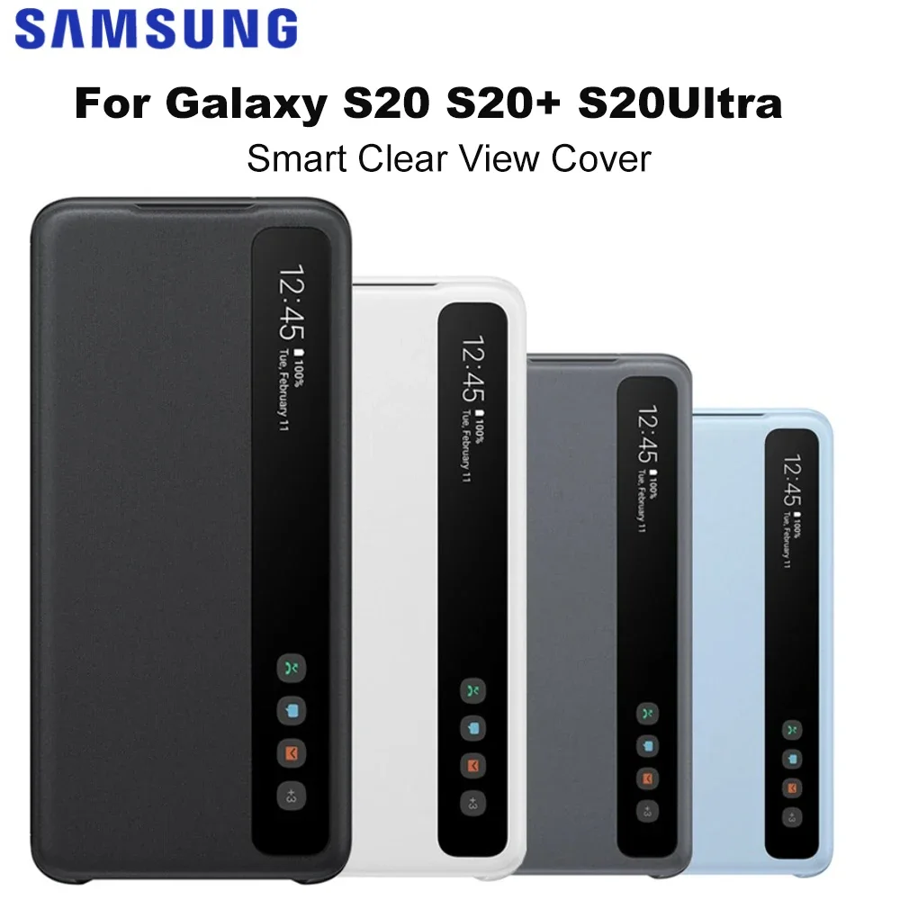 

For Samsung Mirror Clear S-View Cover Phone Case For Samsung Galaxy S20 S20+ S20Ultra S20 Ultra Smart Clamshell Cover