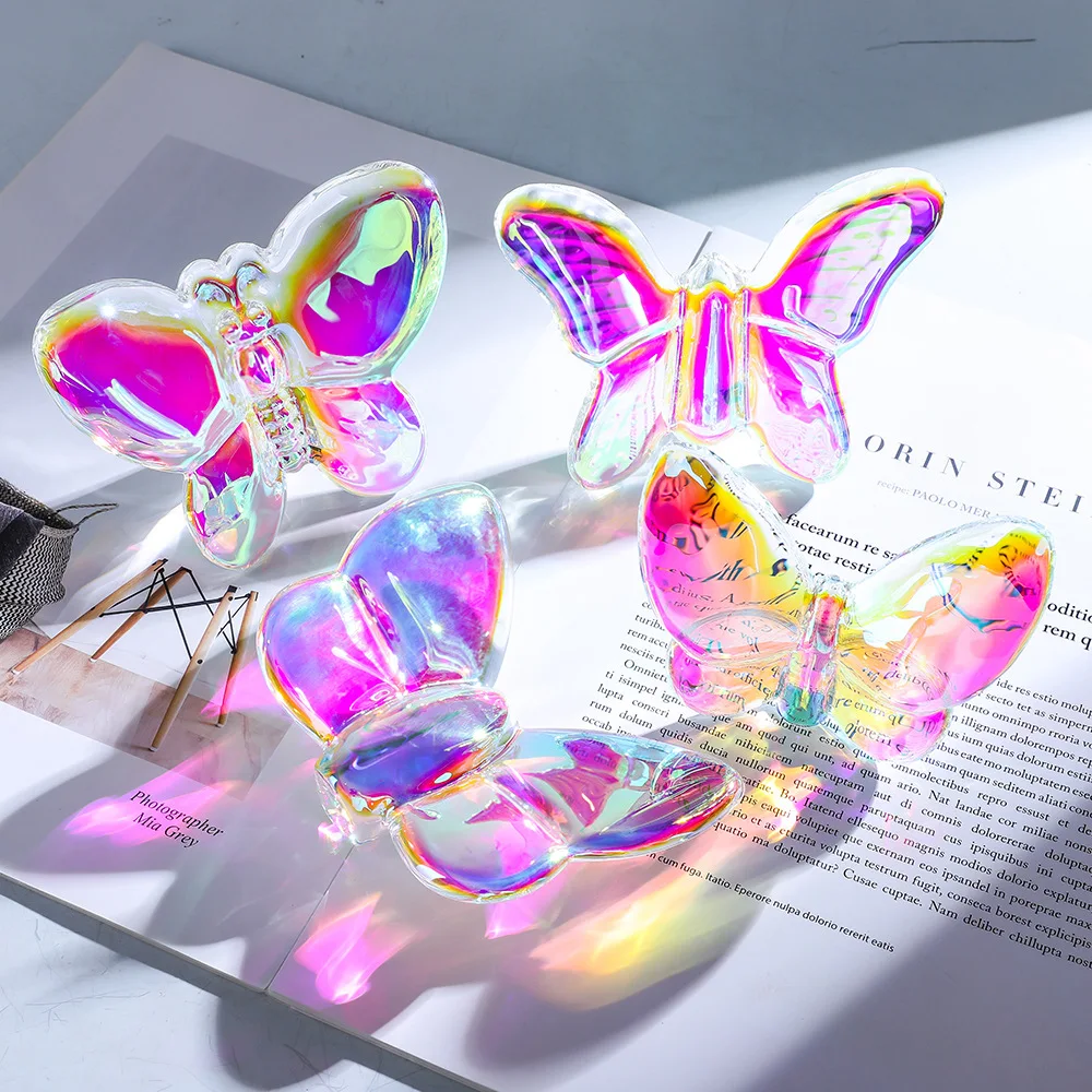 Luxury Crystal Butterfly Nordic Transparent Crystal Butterfly Ornament Creative Wedding Gift Glass Crystal Lucky Butterfly