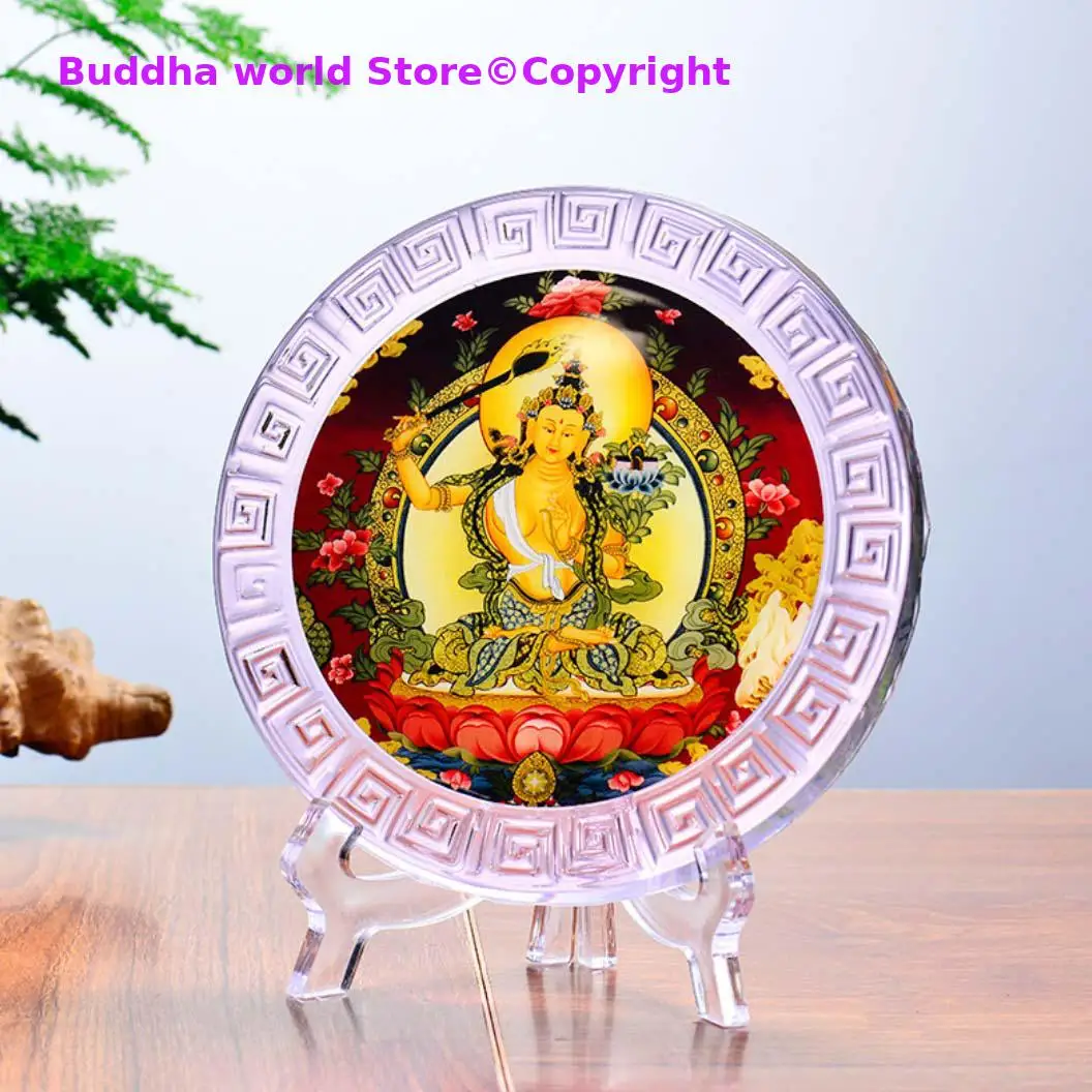 GOOD # Wholesale Buddhist supplies Asia Temple HOME altar crystal the Bodhisattva Manjusri GUAN YIN Buddha ornament statue