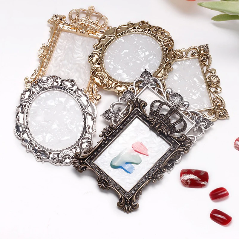 1Pc Oval Square Retro Rhinestones False Nail Art Plate Tips Practice Display Photo Frame Showing Stand Board Palette Nail Tools