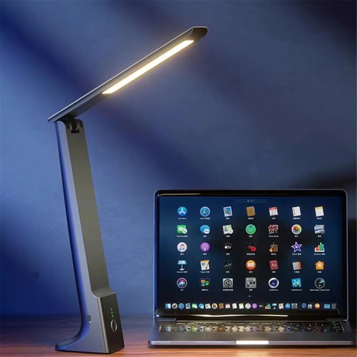 NOUVELLE lampe de bureau LED pliable avec double charge et options enfichables, protection des yeux pour l'étude, lampe de chevet de chambre à coucher