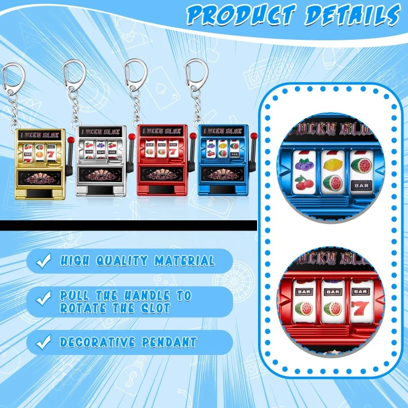 Slot Machine Keychain Mini Fruit Machine Shaker Casino Key Chains Kawaii Keychain for Christmas Las Vegas Party Gifts