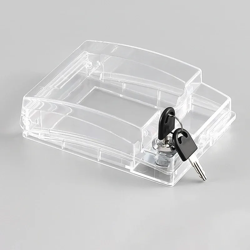 86 Type Lockable Waterproof Socket Box With Key For Outdoor Switch Protection, Self‑Adhesive Plastic Cover, Transparent