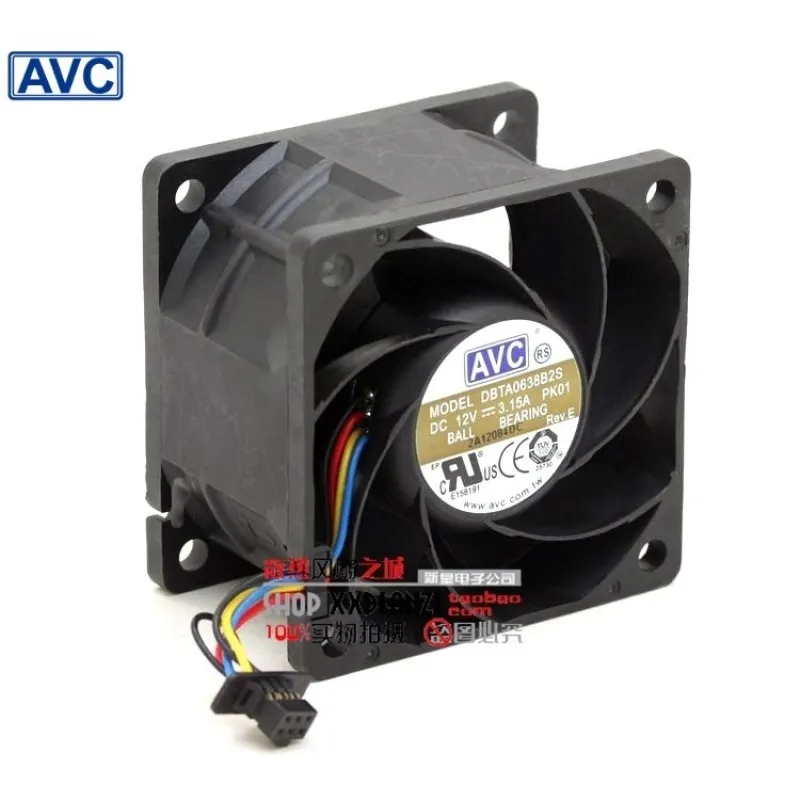 

For AVC DBTA0638B2S 60x60x38mm Plug 4P 6038 6CM 60mm 12V 3.15A Large Air Flow Cooling Fan