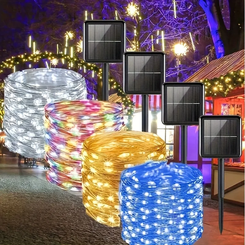 

2026 Valentine's Day 4M~32M Outdoor Garden Decor LED Solar Copper Wire Light String Wedding Party Ramadan Decoration for Home