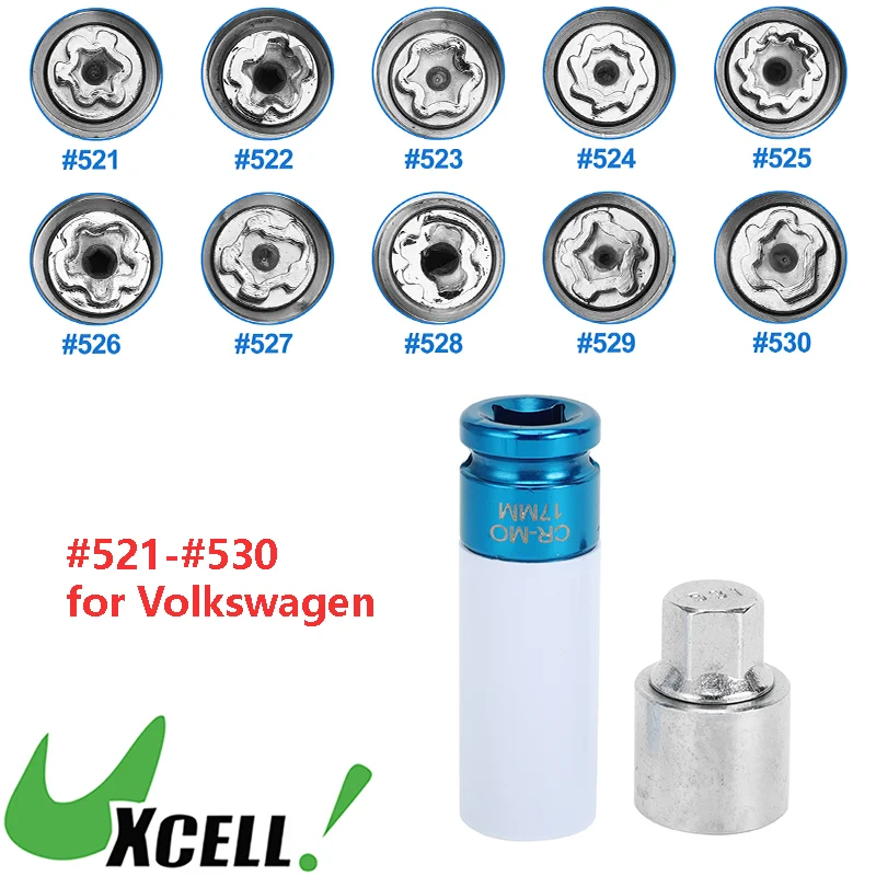 

UXCELL стопорная гайка колеса автомобиля для VW, противоугонная розетка для снятия ключа с адаптером, комплект для ремонта автомобиля, инструмент для снятия противоугонной машины