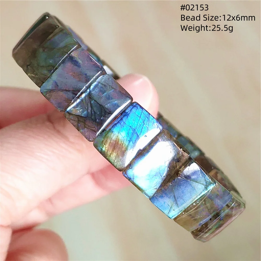 Natural Blue Labradorite Light Clear Rectangle Beads Bracelet Bangle Rainbow Labradorite Women Men Fashion Moonstone AAAAAAA