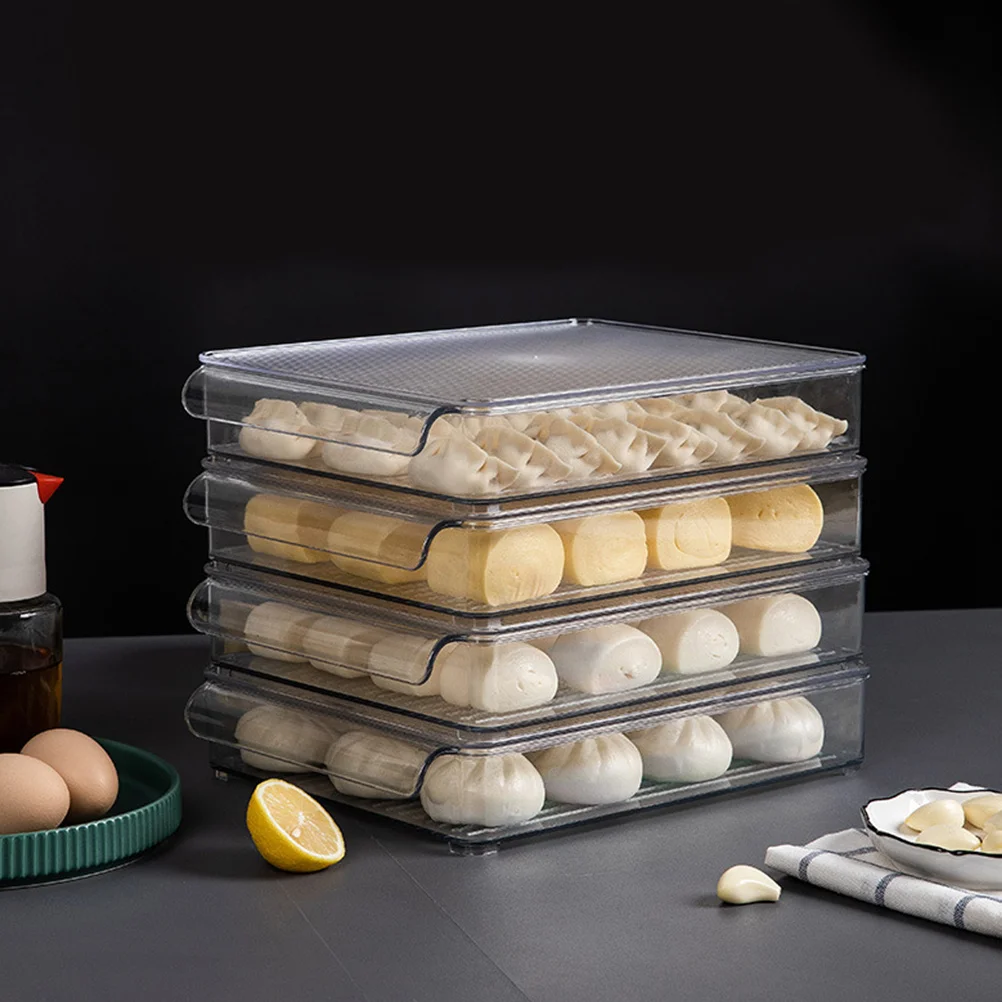 

Pet Transparent Dumplings Storage Box Monolayer Non-Slip Refrigerator Organizer Dumplings Holder Steamed Bun Storage