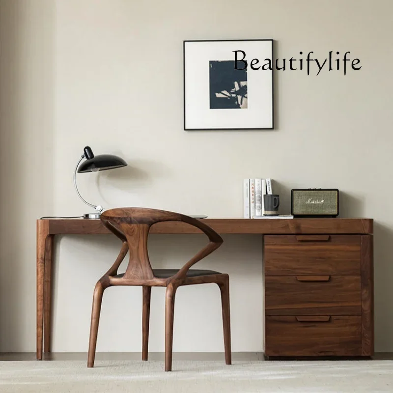 

mesa para escritório North American Black Walnut Desk Solid Wood Computer Desktop Desk Home Study Writing Work Desk