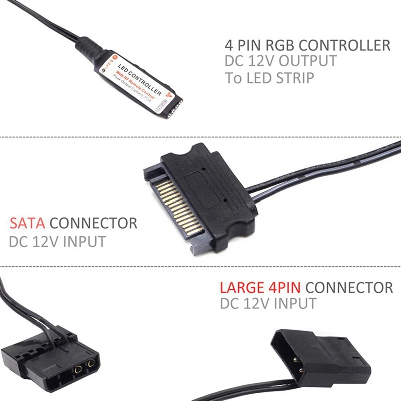 20X RF17 Keys Remote DC 12V Wireless SATA RGB Controller For PC Computer Case 5050 RGB LED Strip Light