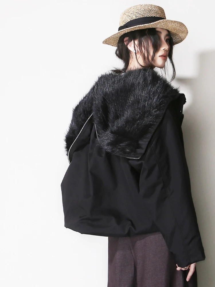 

Varle ape Меховая молния Большая шило с капюшоном Свободная повседневная осенне-зимняя хлопковая верхняя одежда Jaet ort Для поездок на работу Sle