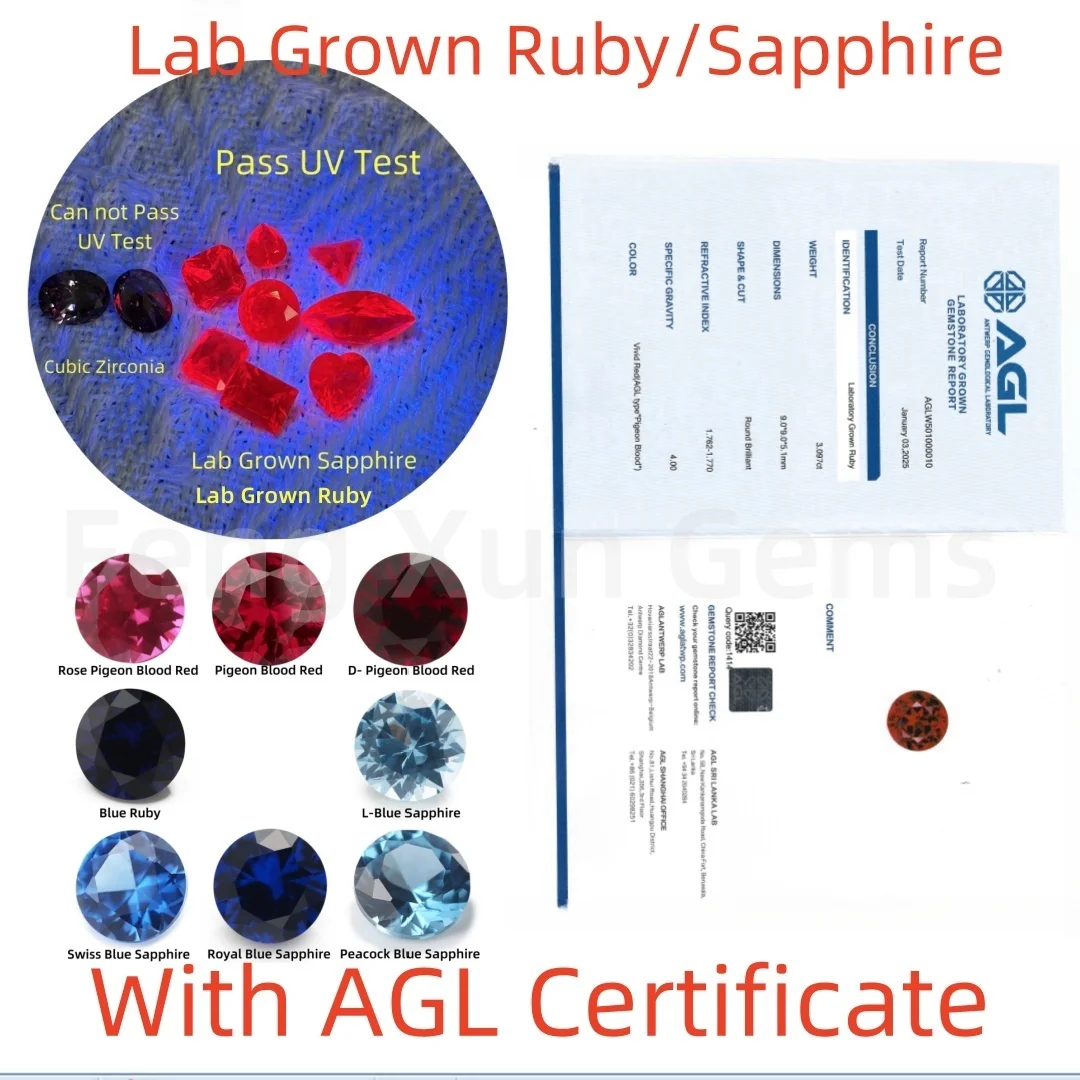 

Round Shape Lab Grown Ruby,Sapphire Gems Loose Beads With AGL Certificate for Jewelry Ring Making Necklace Material