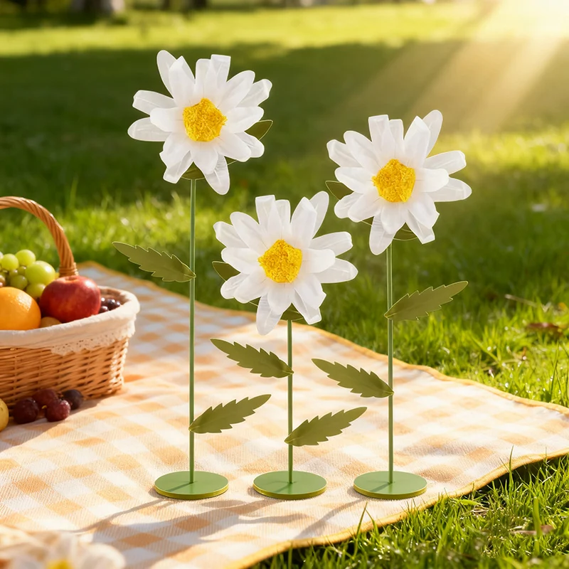 3 قطعة زهور الأقحوان العملاقة للزينة الزفاف أرضية كبيرة واقفة بالحجم الطبيعي زهرة الحرير حفلة مأدبة خلفية ديكور المنزل #1