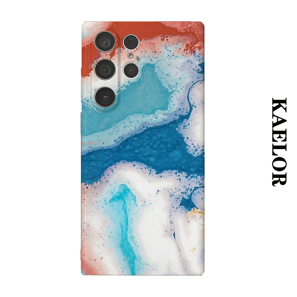 Ocean Blue Fluid Art Durable Shiny Double-layer Case for Samsung S26 Ultra S25 S24 S23 Plus Anti-drop Scratch Resistant Cover