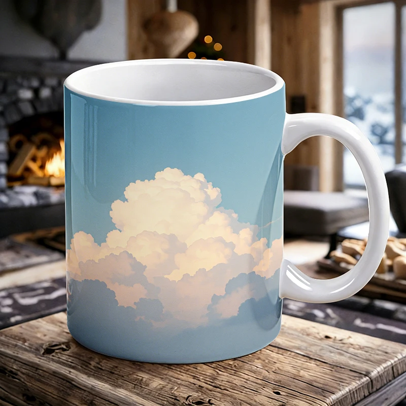 

Calm Sky Clouds Key Button Printed Pattern Mug Coffee Cup Ceramic Cup with a bottle opener function of 2026 Major Football Event
