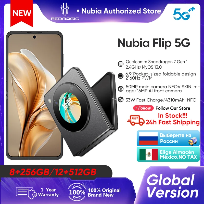 Nubia Flip 5G versión Global diseño plegable Smartphone Android 6,9 \