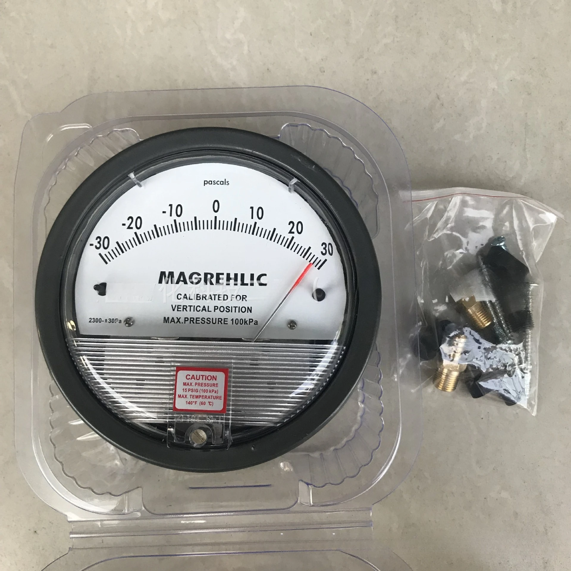 Differential Pressure Gauge Purification Micro Differential Pressure Gauge, Wind Pressure Gauge Pointer 0-60Pa