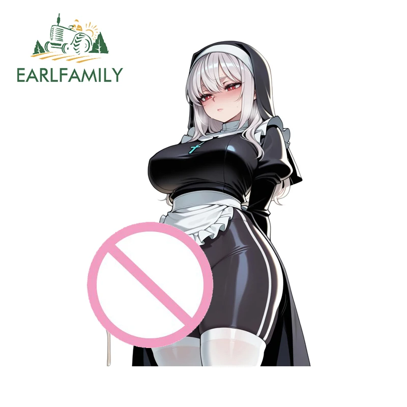 

EARLFAMILY Ahegao Nun Futanari Car Sticker Hentai Big Chest Windows Waterproof Sunscreen Decal Trunk Laptop RV Car Accessories
