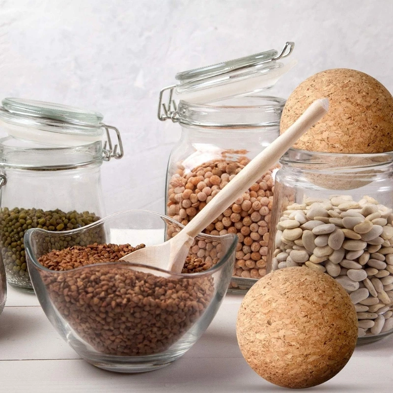 2 ชิ้น/เซ็ตสะดวกไม้ Cork Ball Stoppers ความหนาแน่นสูง Cork Ball Stoppers นำกลับมาใช้ใหม่ Stopper Preserve รสไวน์