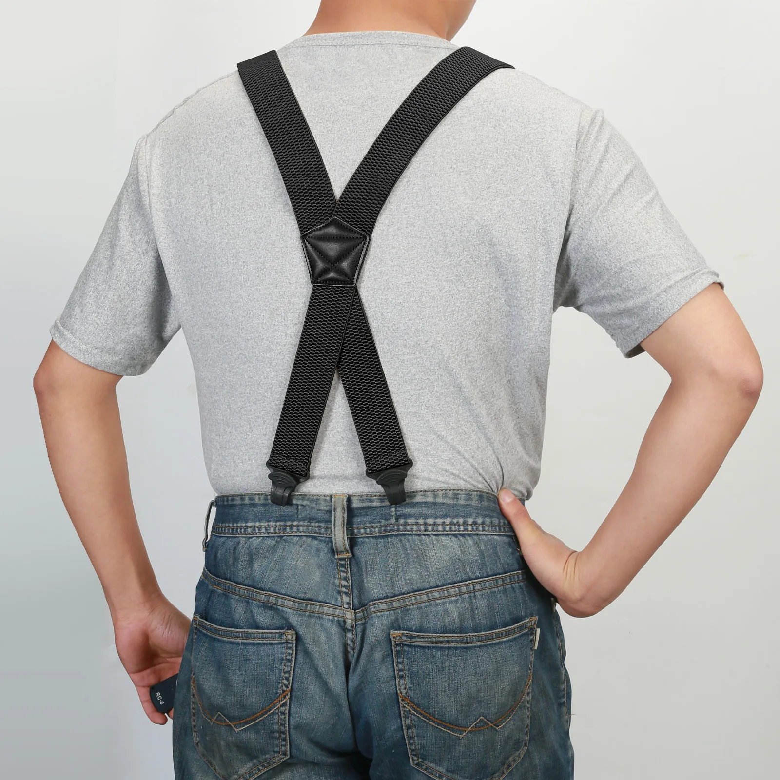 Muži kšandy těžký celní poplatek práce 3.8cm široký x-back s 4vedení plastový záchytnou spona nastavitelný elastická kalhotová kalhot šle