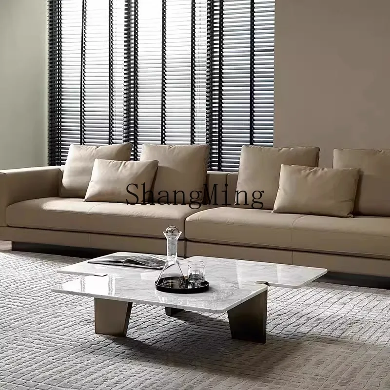 

DHY modern simple irregular square natural marble coffee table living room home