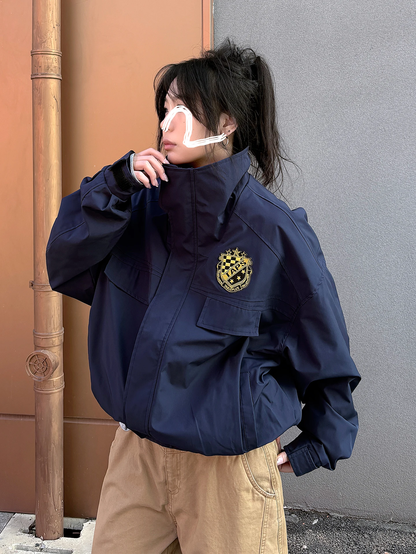 

Женская куртка-бомбер TeethEase Vintage Lapel Loose, весна 2026, новая, повседневная, свободного кроя, на молнии, без капюшона