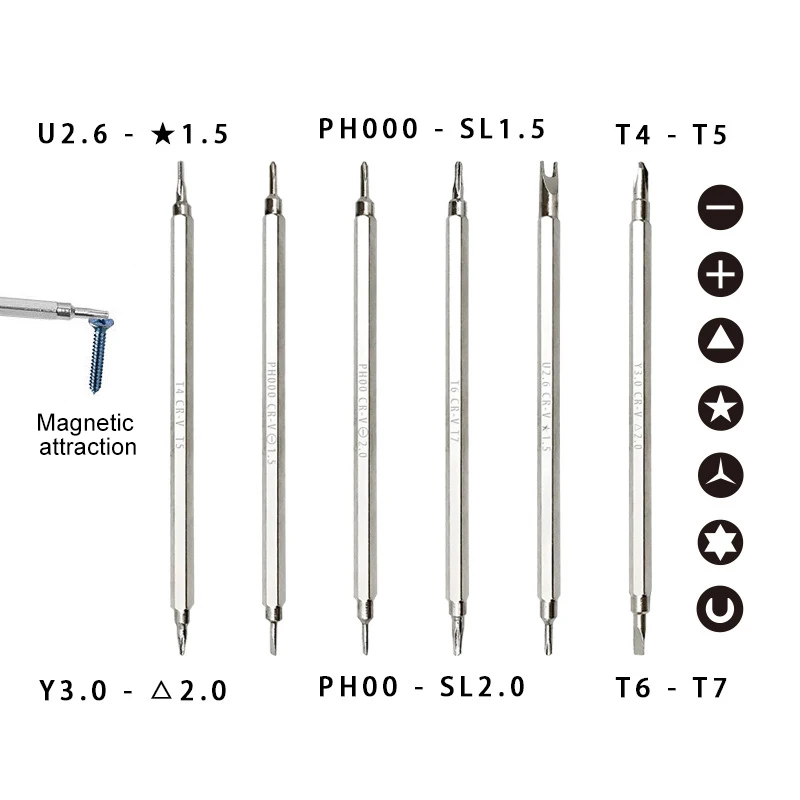 Set di cacciaviti 6 In 1 Set di cacciaviti magnetici di precisione kit di utensili manuali di riparazione a triangolo a forma di U a forma di prugna