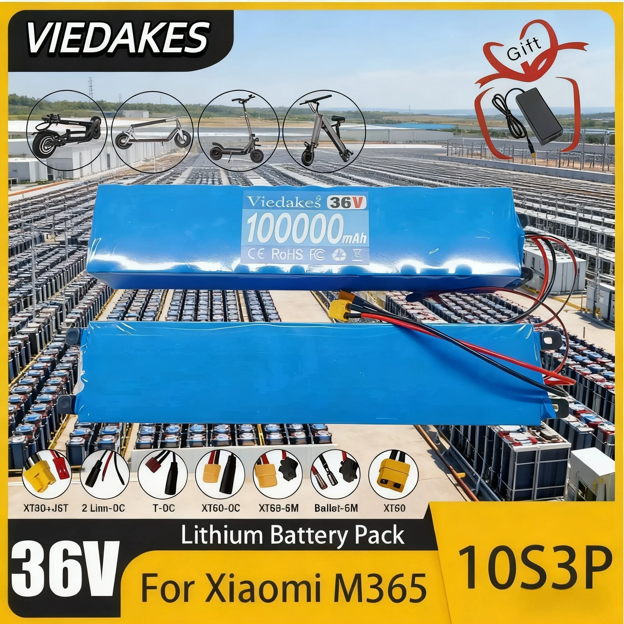 📨 VIEDAKES 10S3P 36V 100Ah سكوتر كهربائي بطارية حزمة 18650 مناسبة ل بطارية ليثيوم أيون M365 250W 350W 500W #1