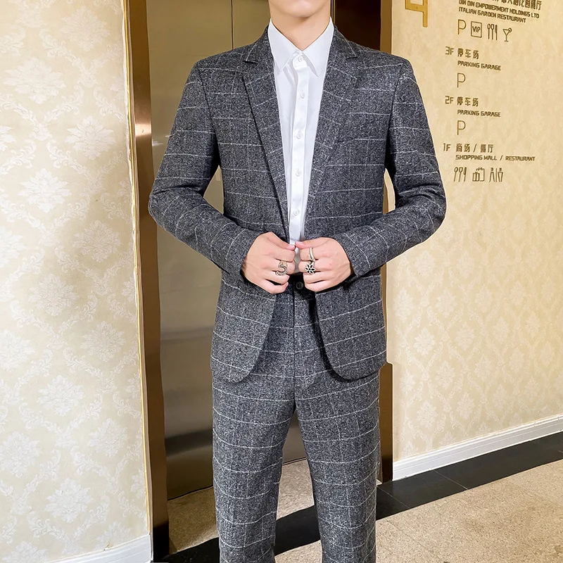 B430-Business suit formal wear slim grey high-end casual professional wear