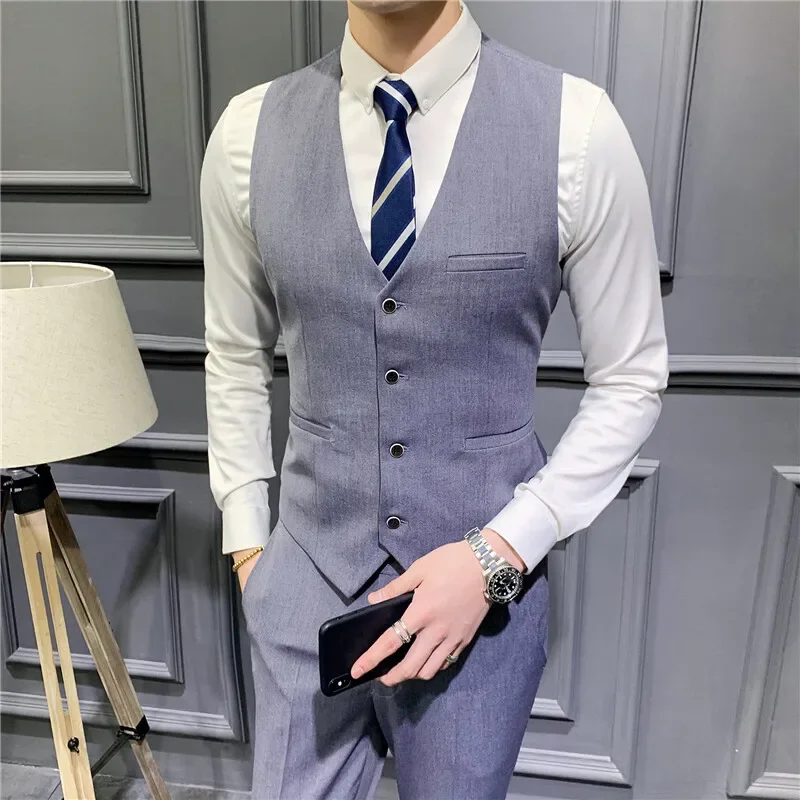 New men's casual vest youth slim fit oversized workwear wedding dress groomsman groom