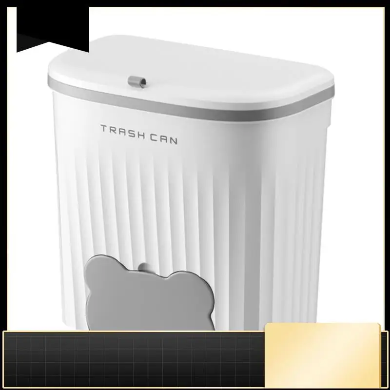 Kitchen Wastebasket Wall Mounted Trash Can With Lid Hanging Trash Bin Garbage Can For Cabinet Sink Compost Bin 8.5L-N37R