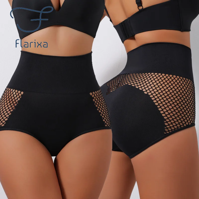 Flarixa 1/2/3Pcs Hollow Belly Control Shapewear Women Panties High Waist Double Layer Tummy Shaper Heart-shaped Hip Lift Pants