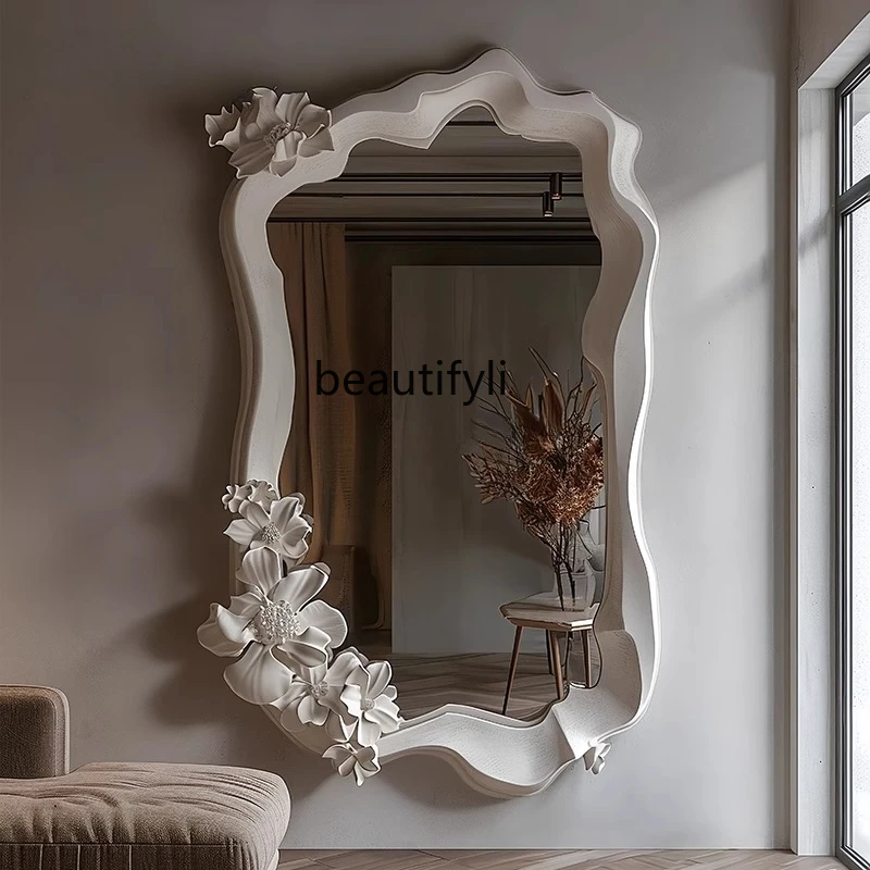 

French three-dimensional carved wall hanging wearing mirror hotel decorative mirror beauty salon clothing store fitting mirror