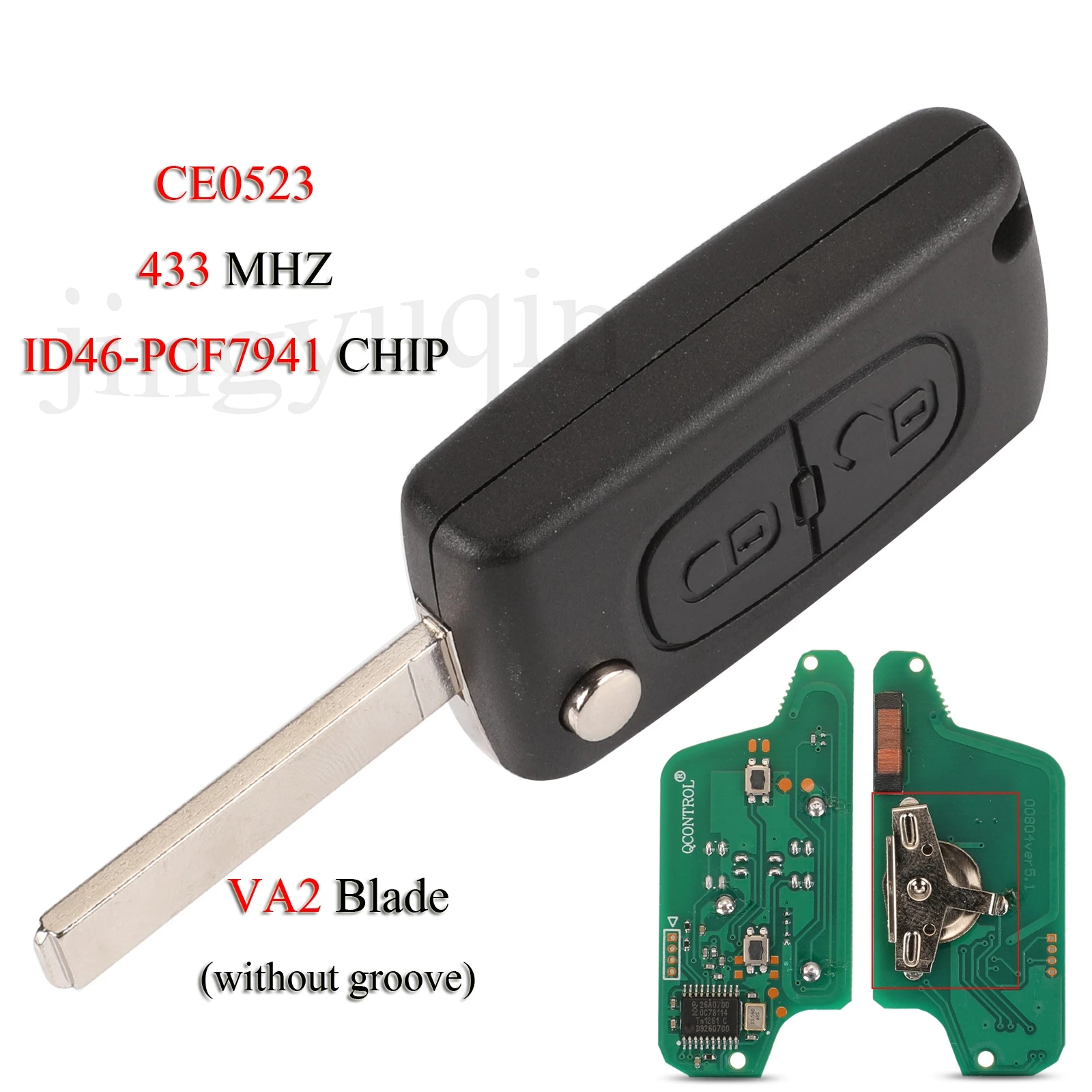 

Умный автомобильный ключ jingyuqin для Peugeot 207, 208, 307, 308, 408, ASK/FSK, 433 МГц, чип ID46 PCF7941/PCF7961, CE0523/CE0536, VA2/HU83, пульт дистанционного управления