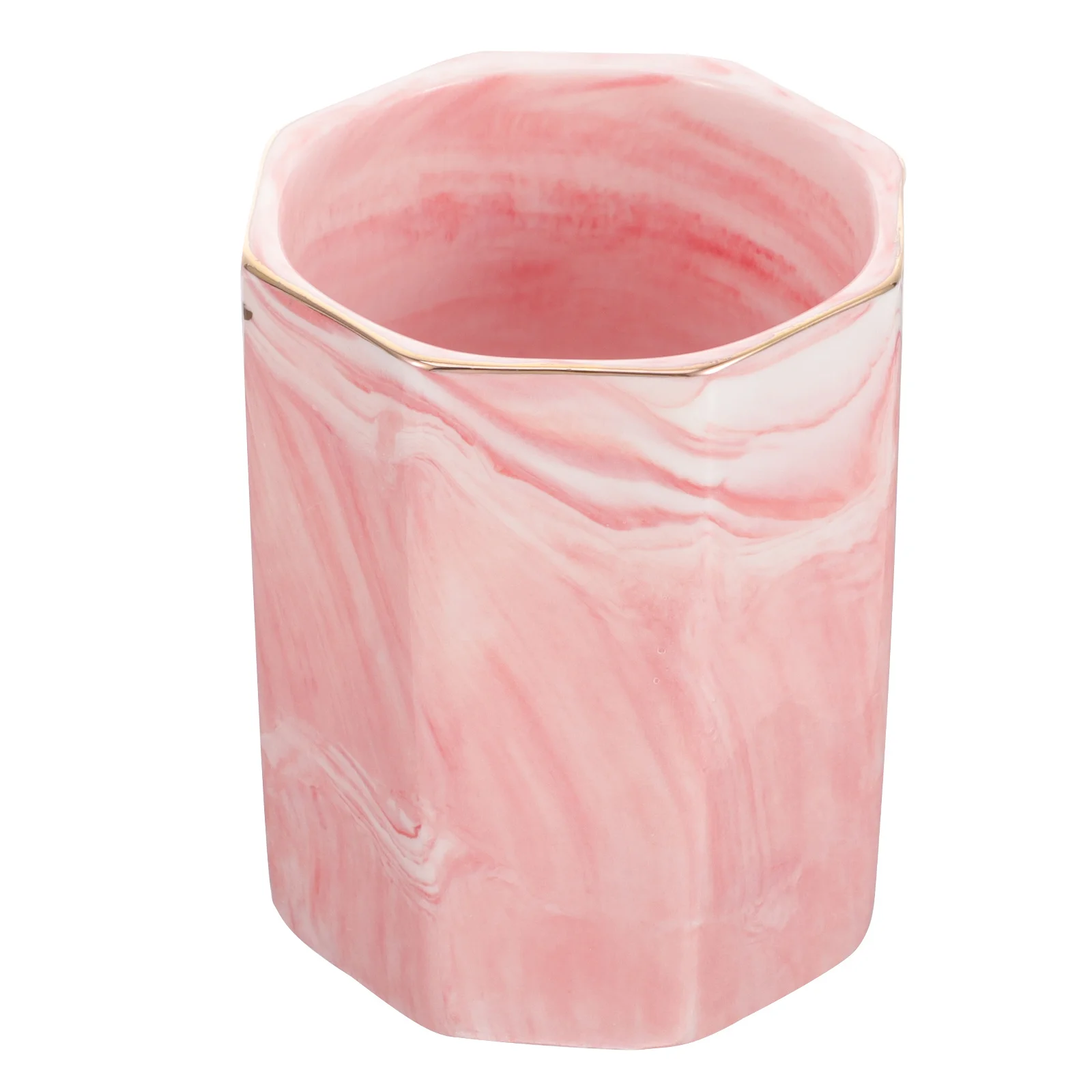 Colorful Ceramic Pen Holder Large Capacity Gold Edge Elegant Pen Cup Multi-Functional Desk Storage Organizer for Stationery