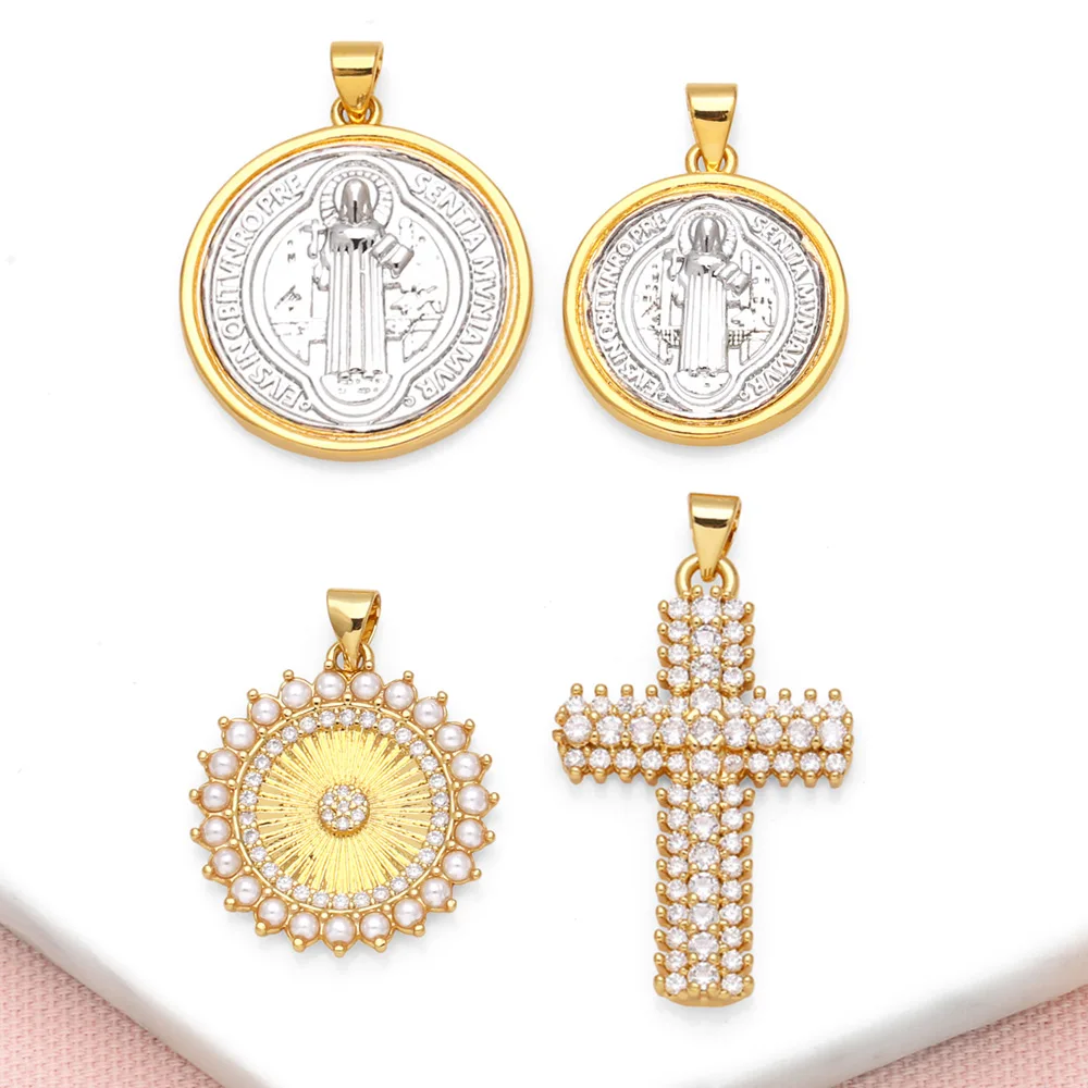 Ocesrio Fashion Big White Crystal Cross Pendant For Necklaces Copper Gold Plate…
