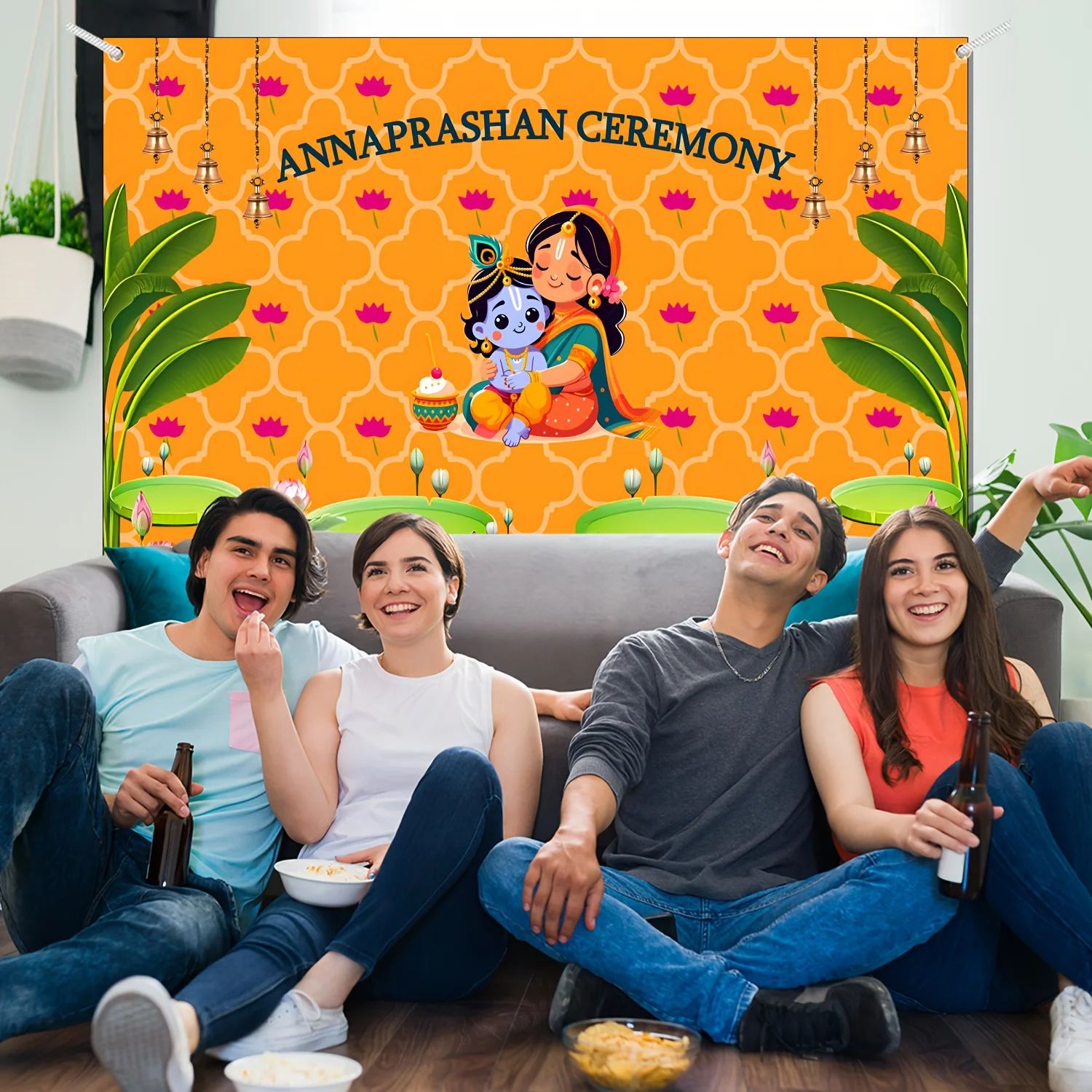 Indische Annaprashan-Zeremonie, Party-Banner, Annaprashan-Hintergrund für die erste Reiszeremonie, traditionelles Festival, Annaprasana-Dekoration – Detail 5