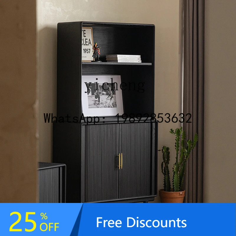 

retro rolling shutter door solid wood medieval living room black bookcase dining room corner cabinet