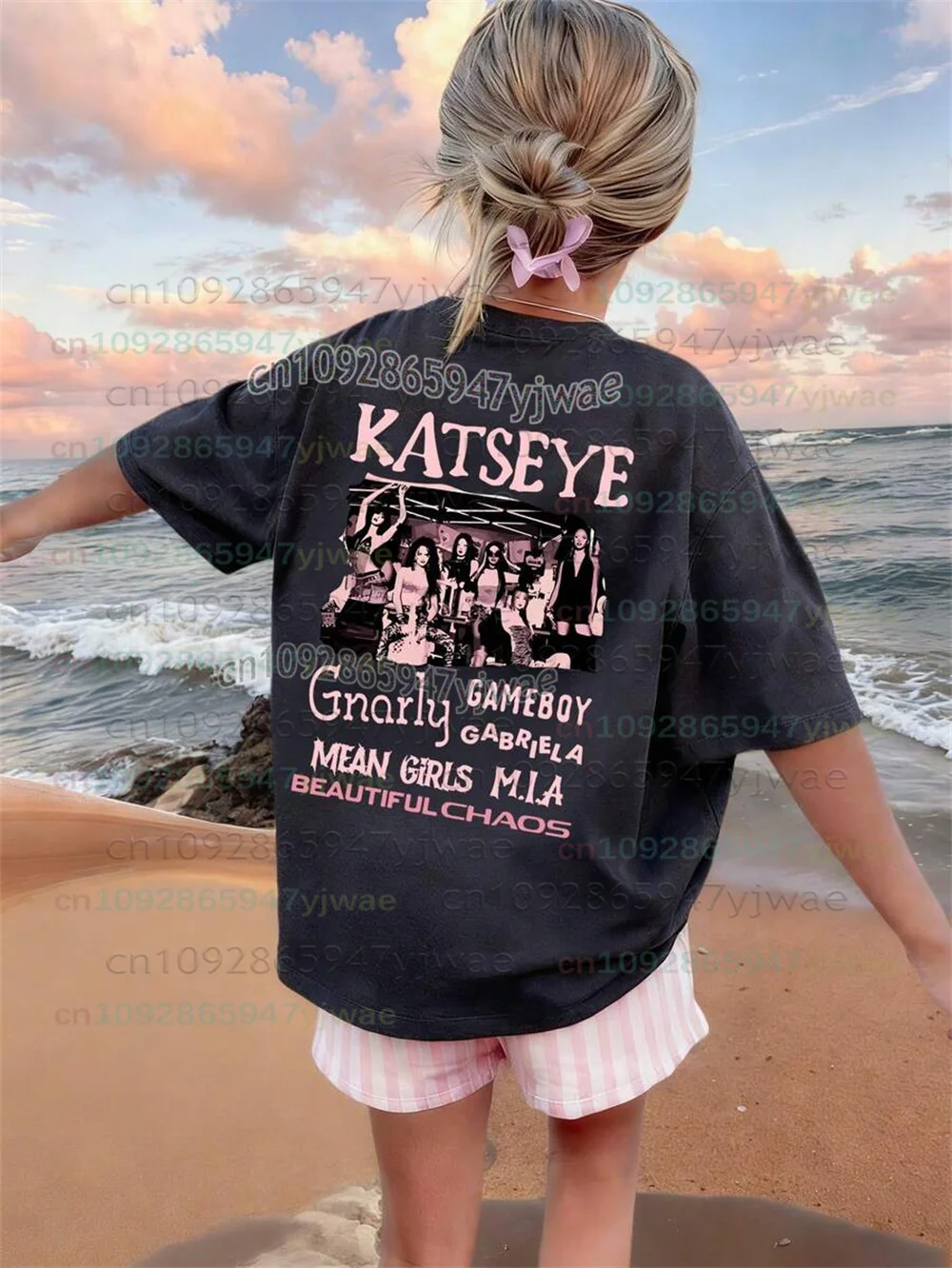 2026 Katseye Lustiges Print-T-Shirt für Damen und Herren, Lässige Grafik-Tops, Unisex O-Ausschnitt Kurzarm T-Shirt, Gothic Y2k T-Shirt Kleidung – Detail 7