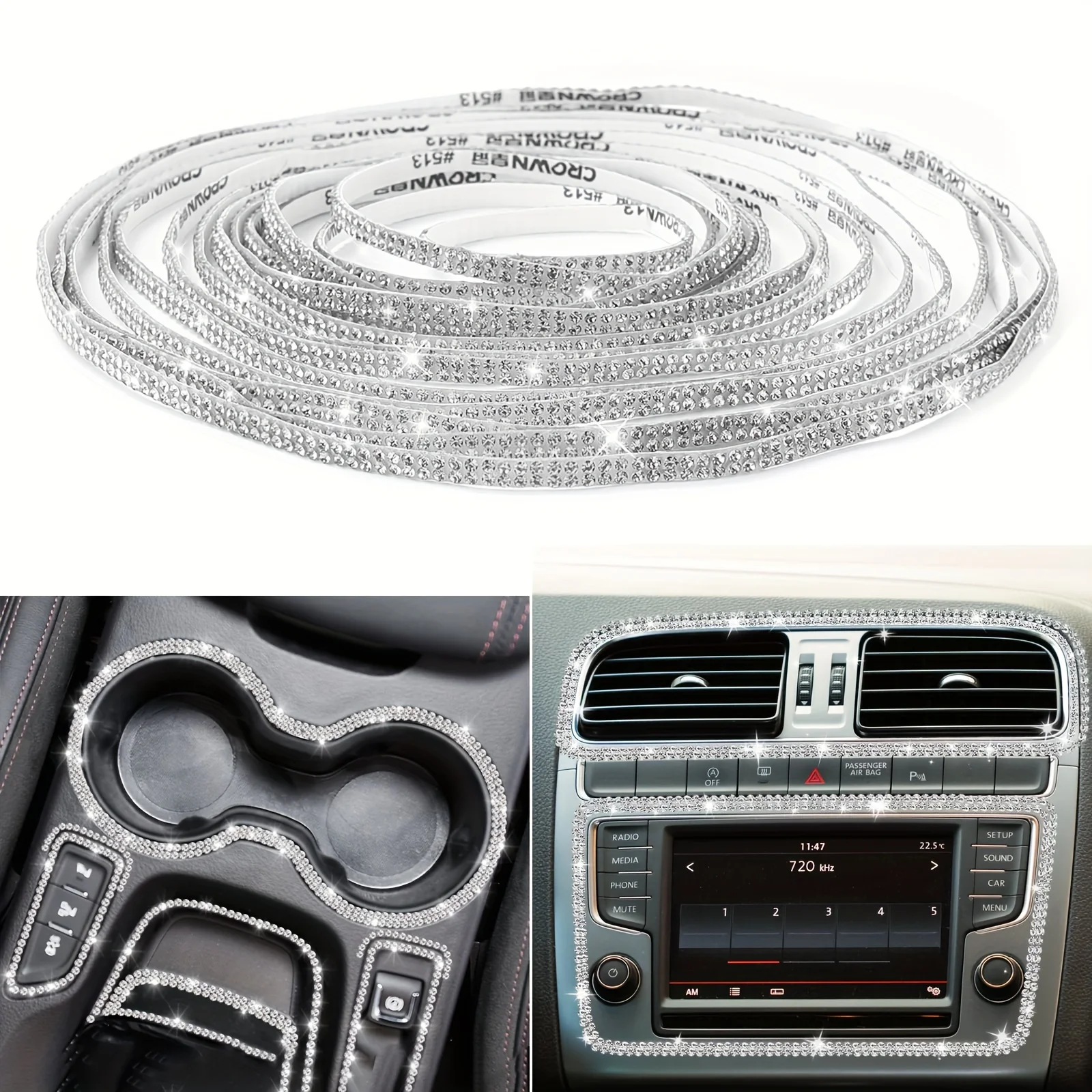 

5M Self-Adhesive Car Rhinestone Trim Strip Shiny Crystal Bling Decor Auto Interior Exterior Fashion Car Accessories