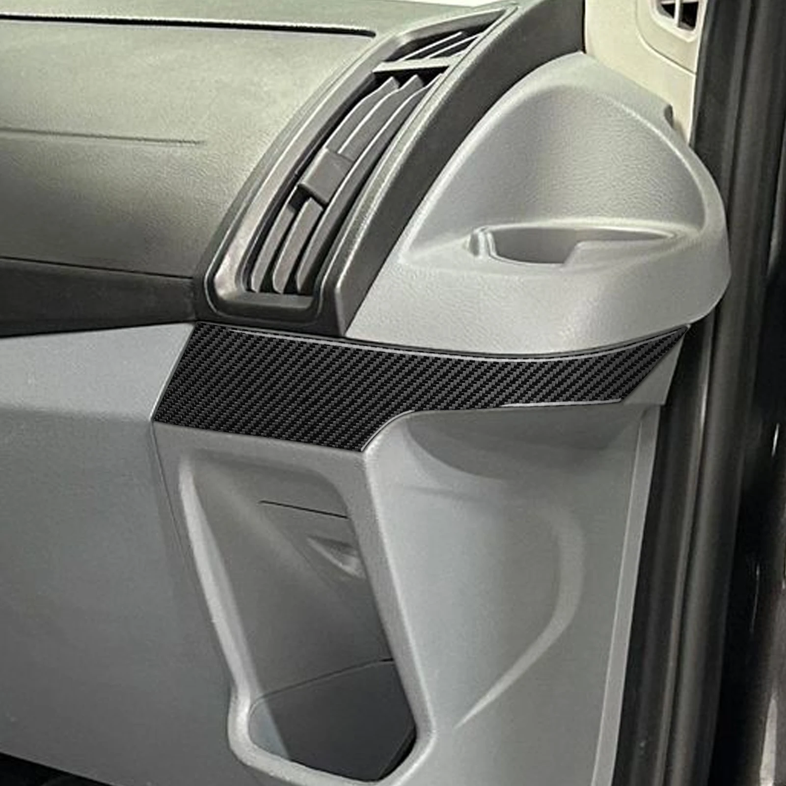 For Ford Transit V363 2014-2019 Carbon Fiber Co-pilot Dashboard Side Panel Cover Decorative Car Accessories Decoration Sticker