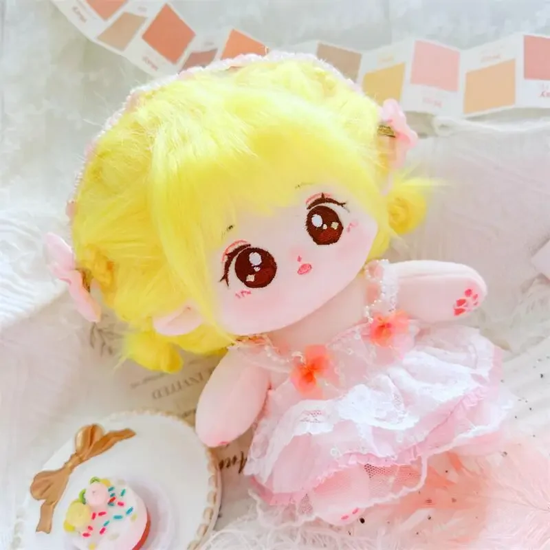 Cotton Doll 20cm, No Attribute Yellow Fried Chicken Sister Fried Hair with Skeleton Naked Baby Plush