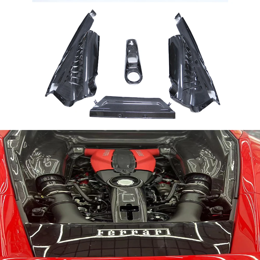 Real Dry Carbon Fiber Engine Bay Cover Engine Protective Cover Exterior Acccessories for Ferrari F8 Italy Super Car