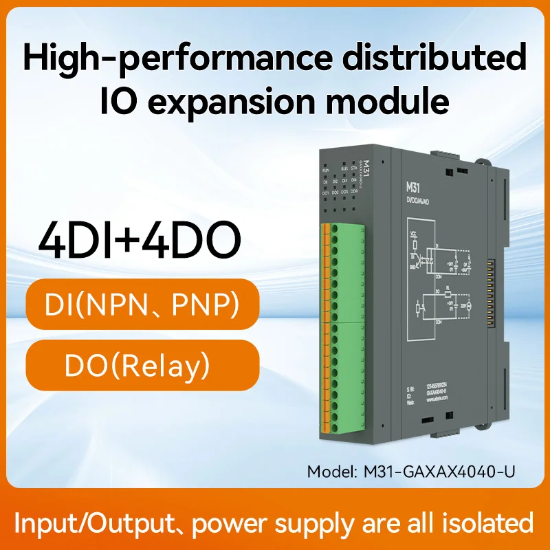 Remote IO Gedistribueerde IO NIEUWE Versie M31-AFAX4440G-U DI/DO/AO/AI RS485 RJ45 Modbus Met Uitbreidingsmodule CDEBYTE PNP NPN DIP