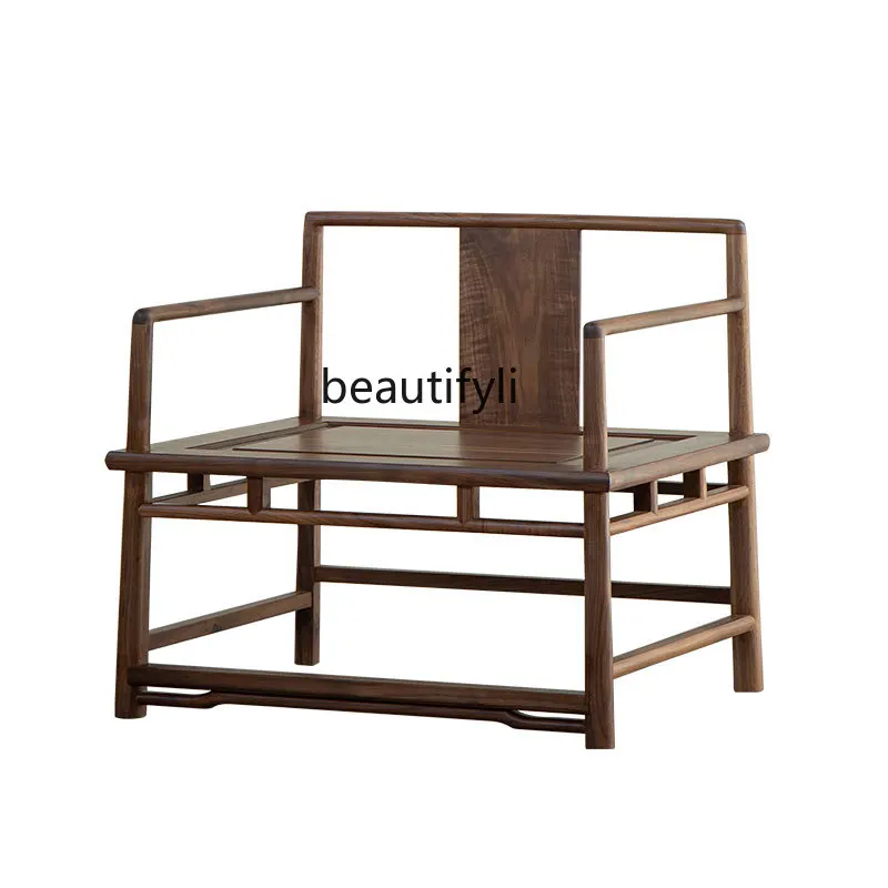 

Old Elm round-Backed Armchair New Chinese Solid Wood Tea Room Tea Chair Black Walnut Master Chair bedroom chair