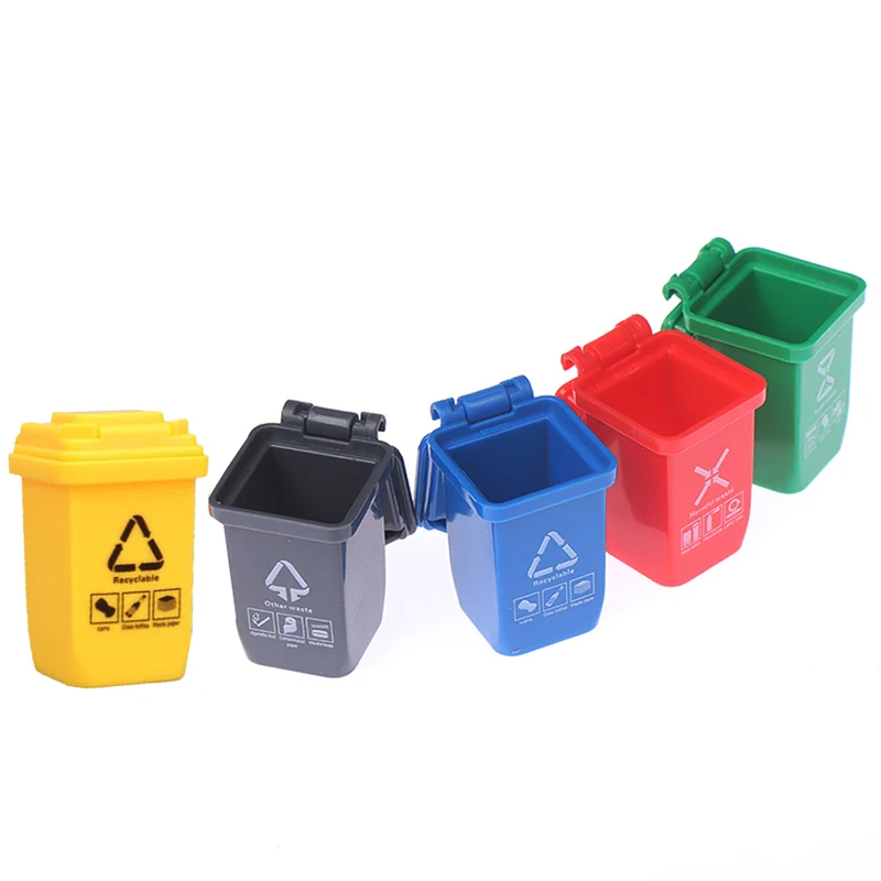 5 개/대 1:12 인형 집 미니어처 쓰레기통 모델 가구 액세서리 인형 집 장식 어린이 놀이 장난감 척