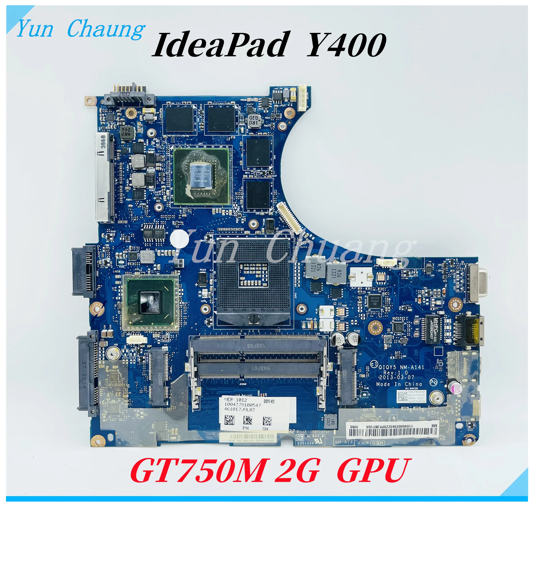 QIQY5 NM-A141 LA-8691P Mainboard For Lenovo IdeaPad Y400 Laptop Motherboard With GT750M/GT650M 2G GPU HM76 DDR3 100% Working